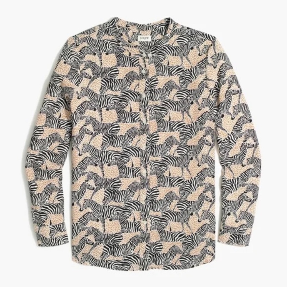 NWOT J. Crew Zebra and Giraffe Print Button Down